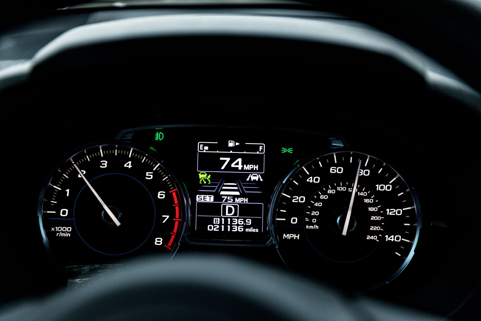 Speeding Car Dashboard Speedometer Display Close-Up